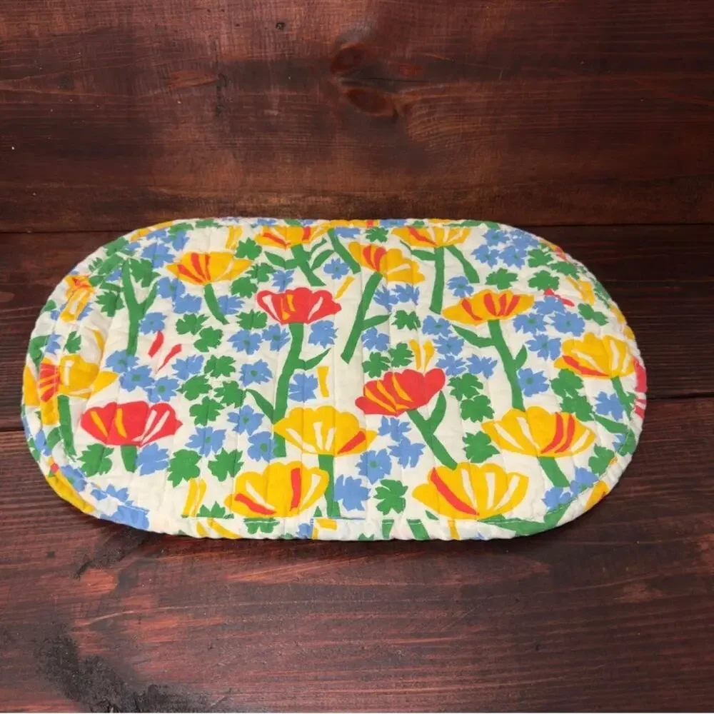 VINTAGE Bright Flower Quilted Set of 4 Placemats 2 Napkins
